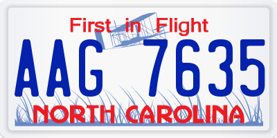 NC license plate AAG7635