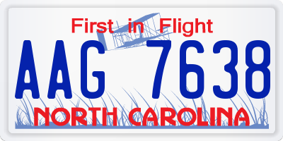 NC license plate AAG7638