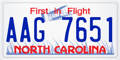 NC license plate AAG7651