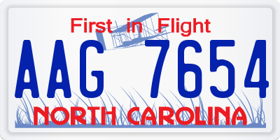 NC license plate AAG7654
