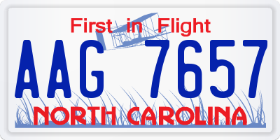 NC license plate AAG7657