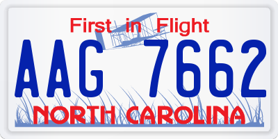 NC license plate AAG7662