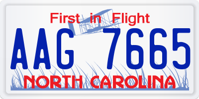 NC license plate AAG7665