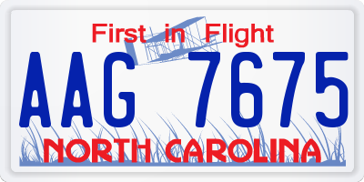 NC license plate AAG7675