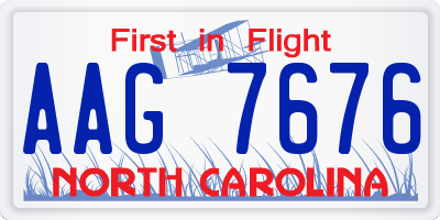 NC license plate AAG7676