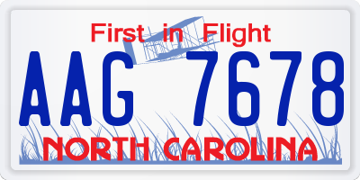 NC license plate AAG7678