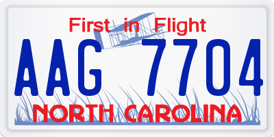 NC license plate AAG7704
