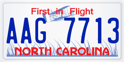 NC license plate AAG7713
