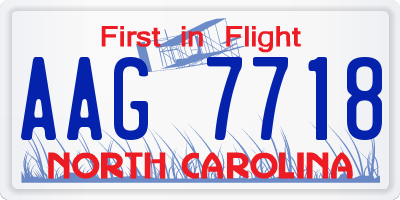 NC license plate AAG7718