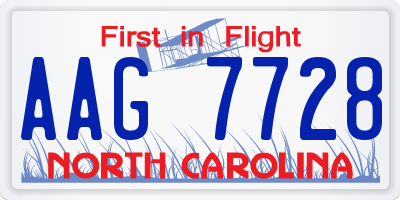 NC license plate AAG7728