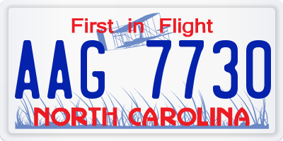 NC license plate AAG7730