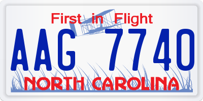 NC license plate AAG7740