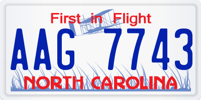 NC license plate AAG7743