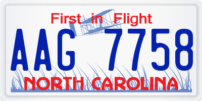NC license plate AAG7758