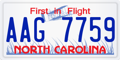 NC license plate AAG7759