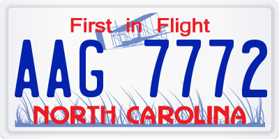 NC license plate AAG7772