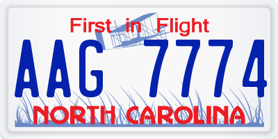 NC license plate AAG7774
