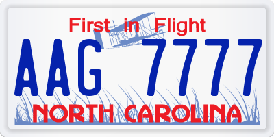 NC license plate AAG7777