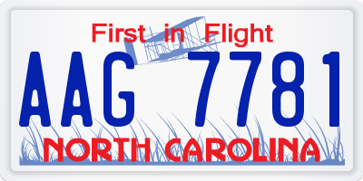 NC license plate AAG7781