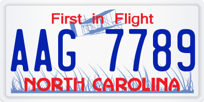 NC license plate AAG7789