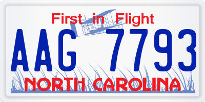 NC license plate AAG7793