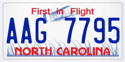 NC license plate AAG7795