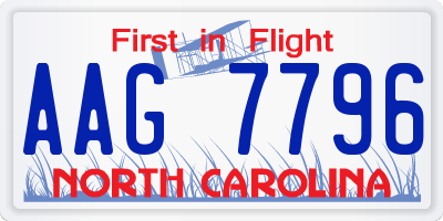 NC license plate AAG7796