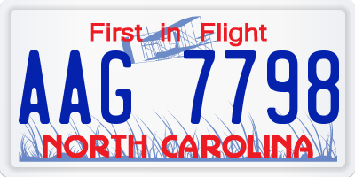 NC license plate AAG7798