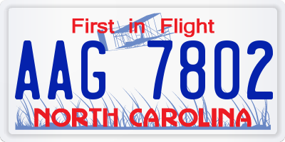 NC license plate AAG7802