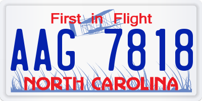 NC license plate AAG7818