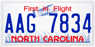 NC license plate AAG7834
