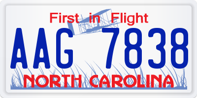 NC license plate AAG7838