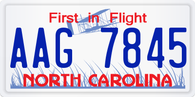 NC license plate AAG7845