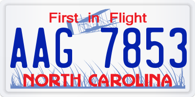 NC license plate AAG7853