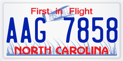 NC license plate AAG7858