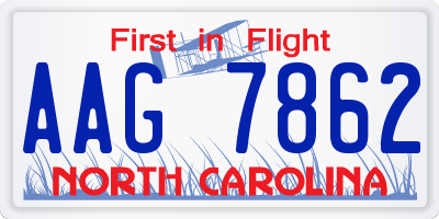 NC license plate AAG7862