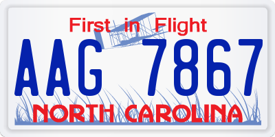 NC license plate AAG7867