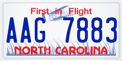 NC license plate AAG7883