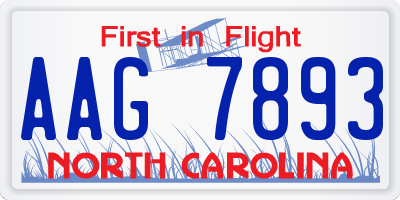 NC license plate AAG7893
