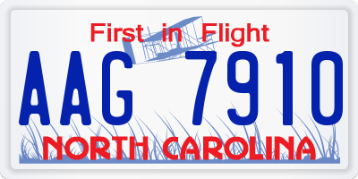 NC license plate AAG7910