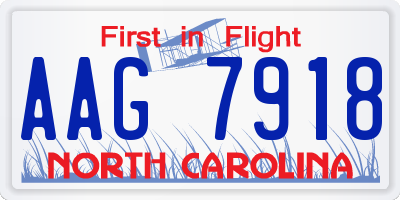 NC license plate AAG7918