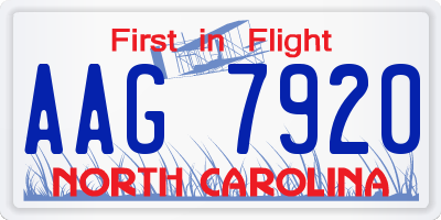 NC license plate AAG7920