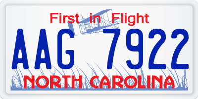 NC license plate AAG7922