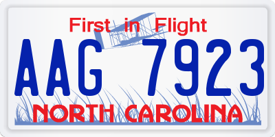 NC license plate AAG7923