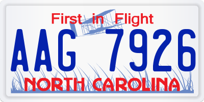 NC license plate AAG7926