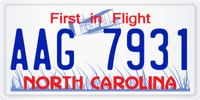 NC license plate AAG7931