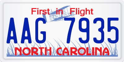 NC license plate AAG7935
