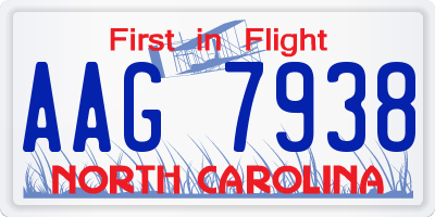 NC license plate AAG7938