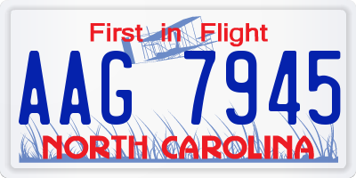 NC license plate AAG7945