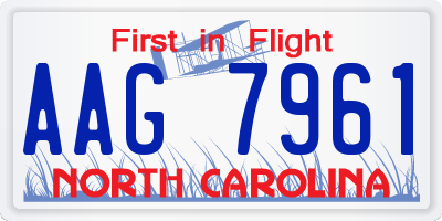 NC license plate AAG7961